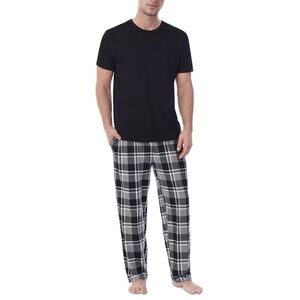 Cuddl Duds 2pc Pajama‎ Mens Medium Black Sleepwear PJs Set Top Pants Comfort NWT